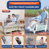 Voice controlled flushing and drying wheelchair bed